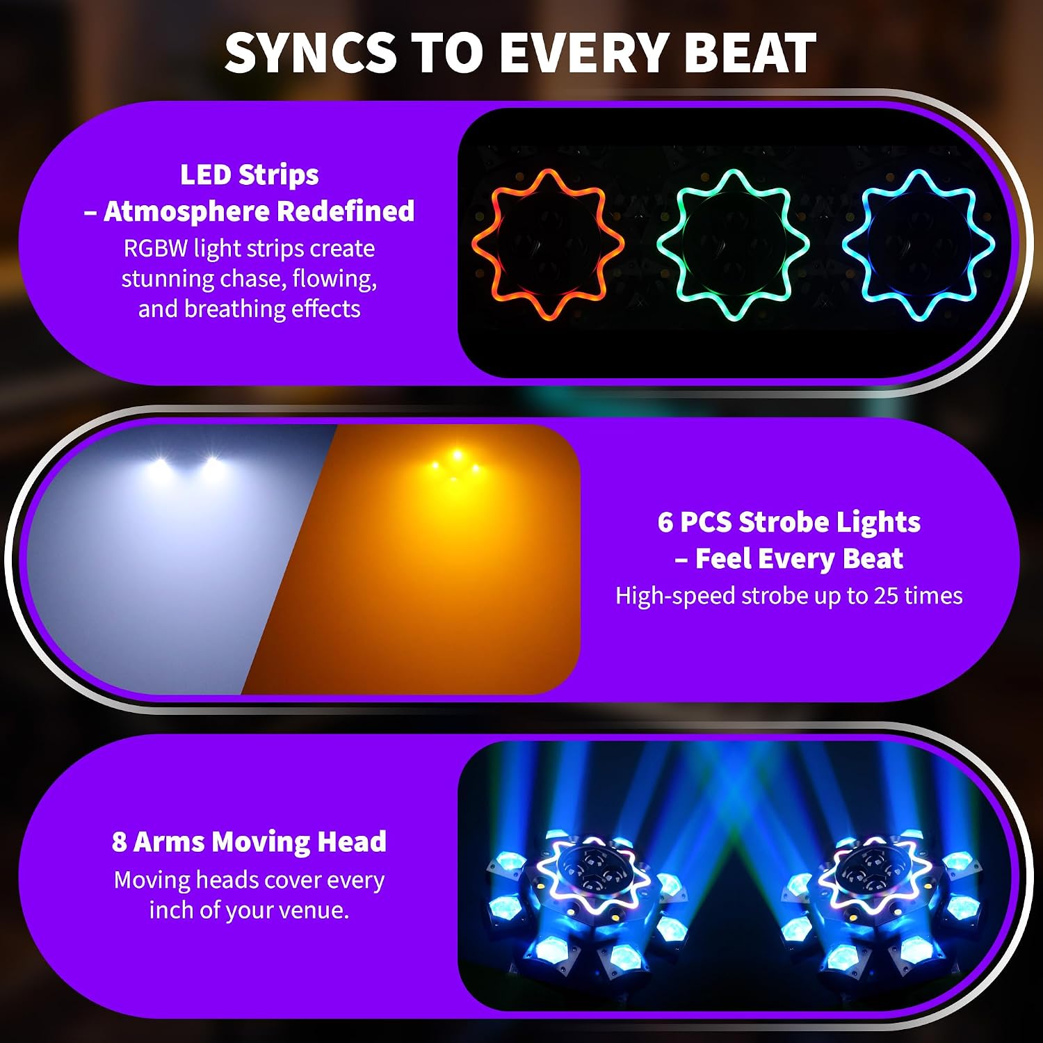 200W Disco Party Lights 8 Arm  - Audio Music Dj review and price